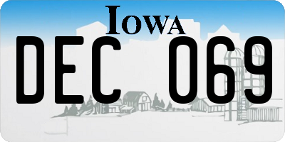 IA license plate DEC069