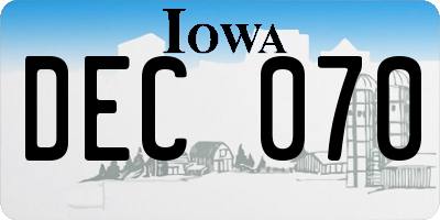 IA license plate DEC070