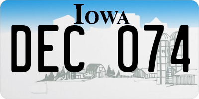 IA license plate DEC074