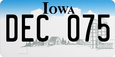 IA license plate DEC075