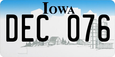 IA license plate DEC076