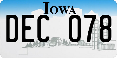 IA license plate DEC078