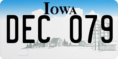IA license plate DEC079