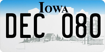 IA license plate DEC080