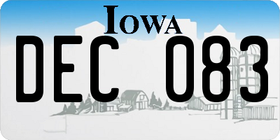 IA license plate DEC083