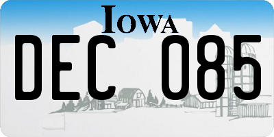 IA license plate DEC085