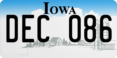 IA license plate DEC086