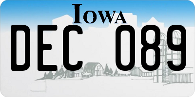 IA license plate DEC089