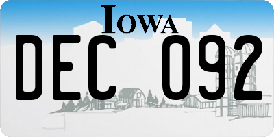 IA license plate DEC092