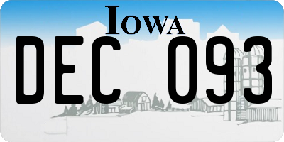 IA license plate DEC093