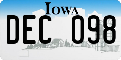 IA license plate DEC098