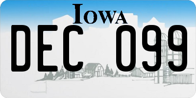 IA license plate DEC099