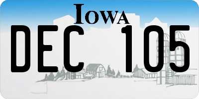 IA license plate DEC105