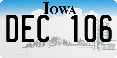 IA license plate DEC106