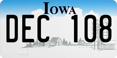 IA license plate DEC108