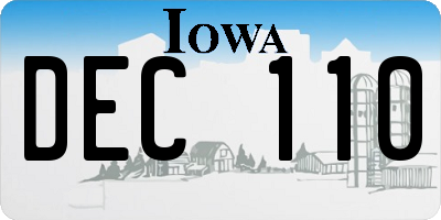 IA license plate DEC110