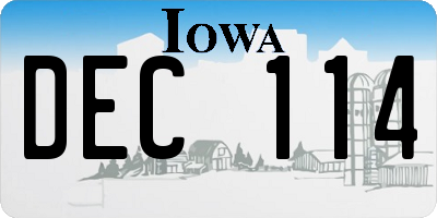 IA license plate DEC114