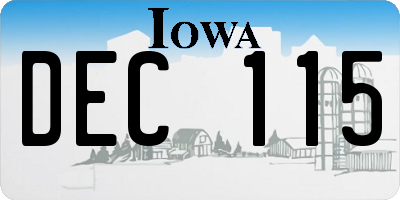 IA license plate DEC115