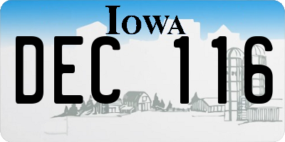 IA license plate DEC116