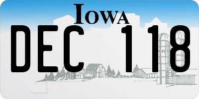 IA license plate DEC118