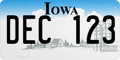 IA license plate DEC123