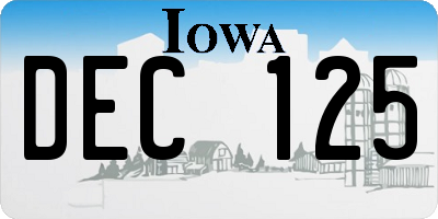IA license plate DEC125