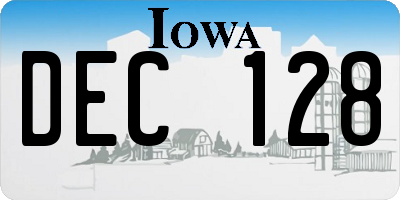 IA license plate DEC128