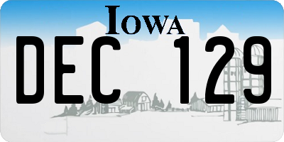 IA license plate DEC129