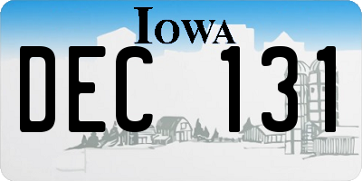 IA license plate DEC131