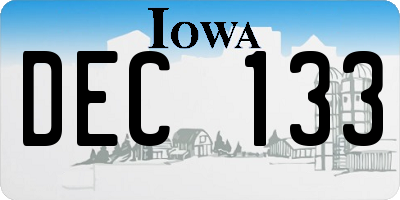 IA license plate DEC133