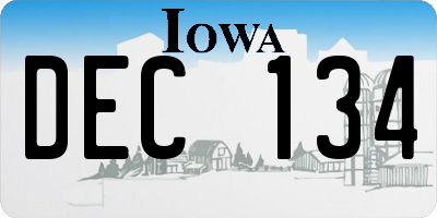 IA license plate DEC134