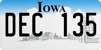 IA license plate DEC135