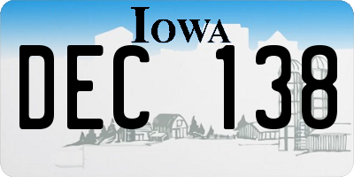 IA license plate DEC138