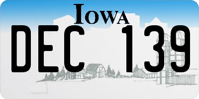IA license plate DEC139