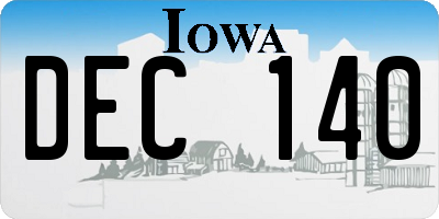 IA license plate DEC140