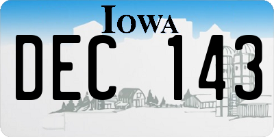 IA license plate DEC143