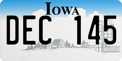 IA license plate DEC145