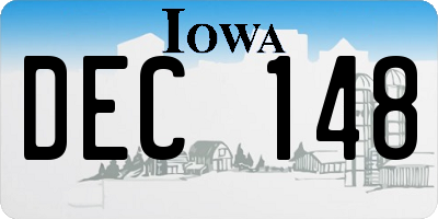 IA license plate DEC148