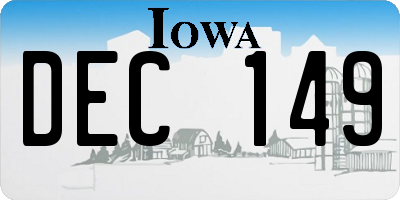 IA license plate DEC149