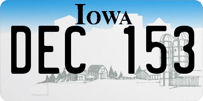 IA license plate DEC153