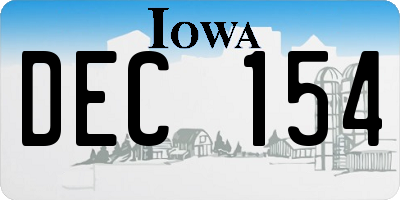 IA license plate DEC154