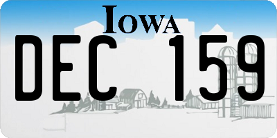 IA license plate DEC159