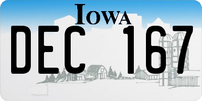 IA license plate DEC167