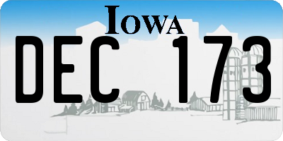 IA license plate DEC173