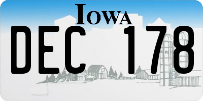 IA license plate DEC178