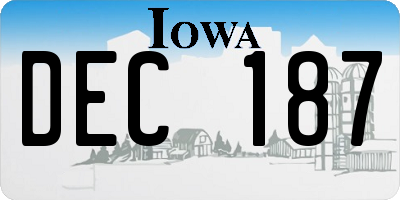 IA license plate DEC187