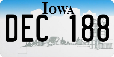 IA license plate DEC188
