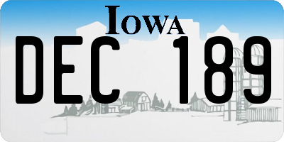 IA license plate DEC189