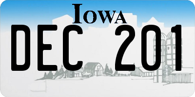 IA license plate DEC201