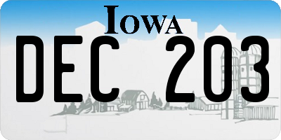 IA license plate DEC203
